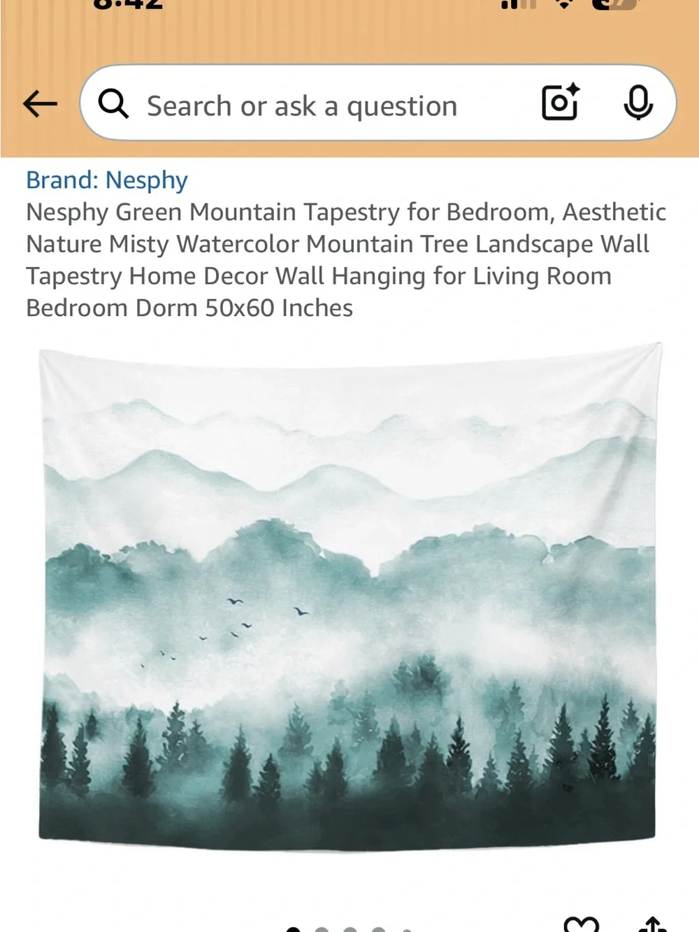 Green Mountain Tapestry - Misty Watercolor Wall Art